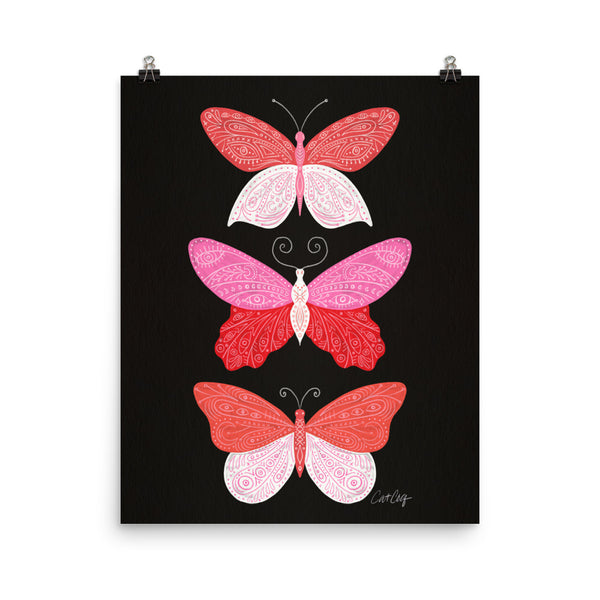 Tattooed Butterflies – Charcoal & Pink