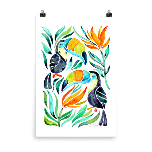 Tropical Toucans – Green Leaves • Art Print