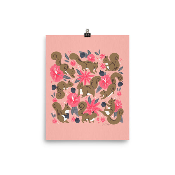 Squirrels & Blooms – Magenta & Denim