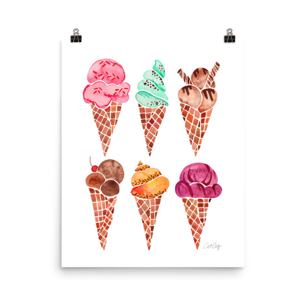 Ice Cream Cones – Rainbow Palette • Art Print