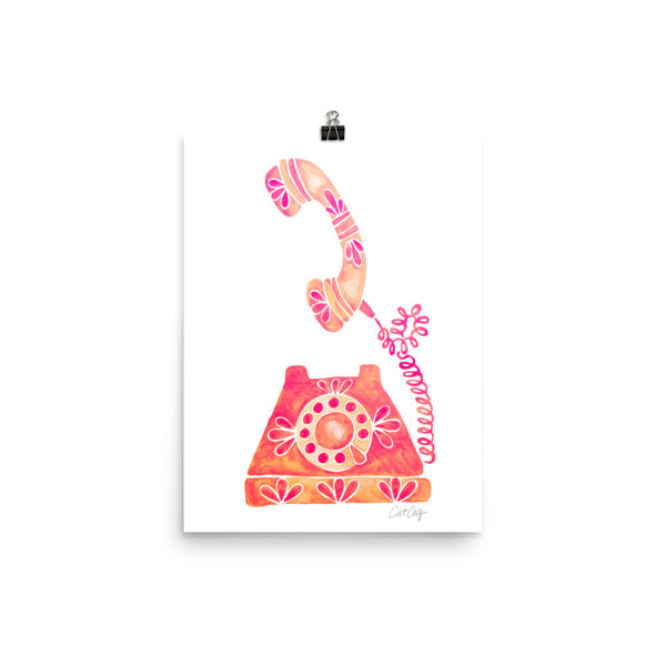 Vintage Rotary Phone – Peach Palette • Art Print