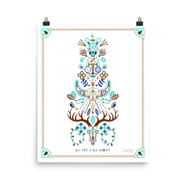La Vie & La Mort – Turquoise & Brown Palette • Art Print