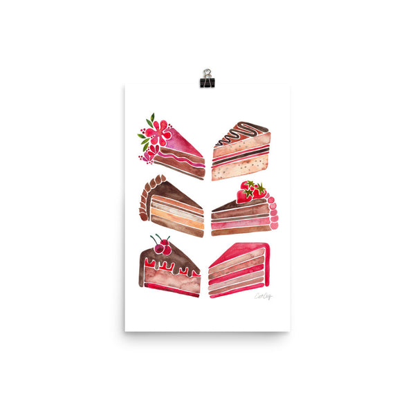 Cake Slices – Pink & Brown Palette • Art Print