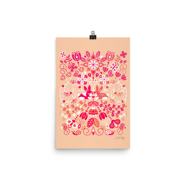 Bunny Lovers – Pink & Peach Palette • Art Print