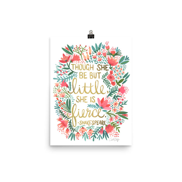 Little & Fierce – Gold Lettering • Art Print