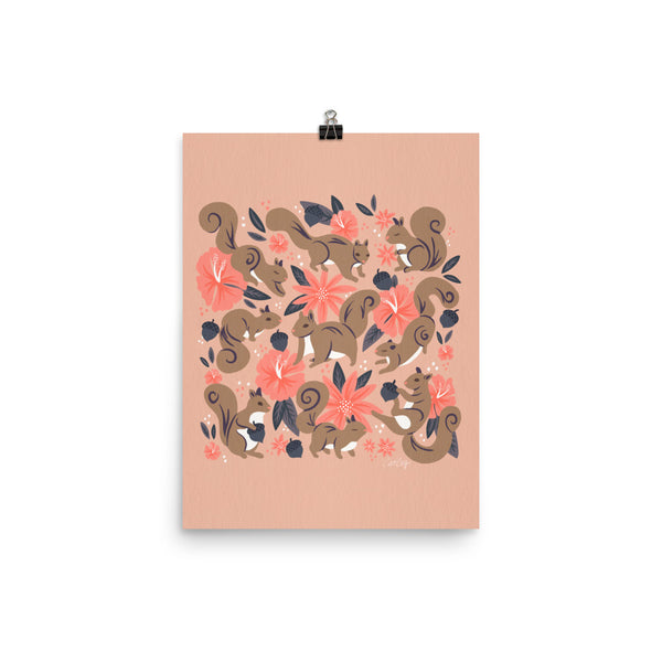 Squirrels & Blooms – Peach & Tan