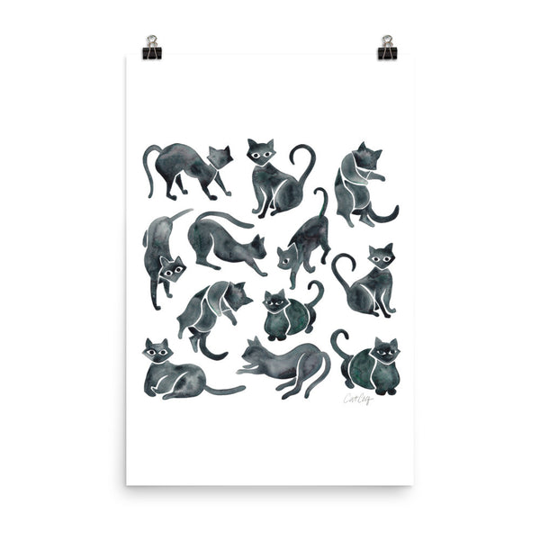Cat Positions – Black Palette • Art Print