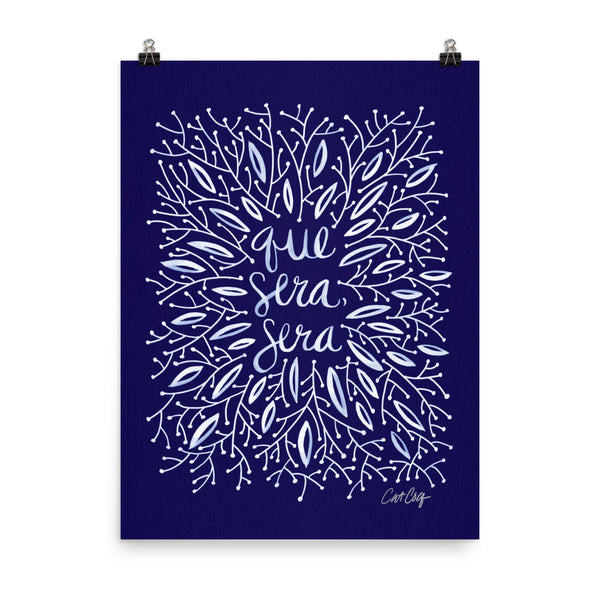 Whatever Will Be, Will Be – Illustrated White Ink on Navy • Art Print
