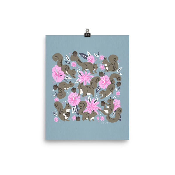 Squirrels & Blooms – Powder Blue & Blush