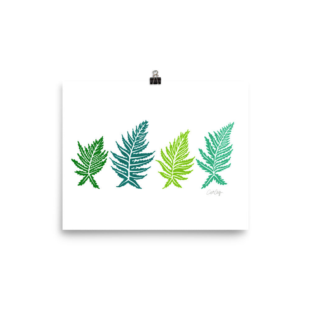 Inked Ferns – Green Ombré Ink • Art Print