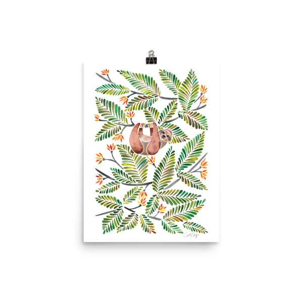 Happy Sloth – Tropical Green Rainforest • Art Print
