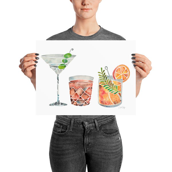 Classic Cocktails  – 1960s Watercolor Lineup • Art Print