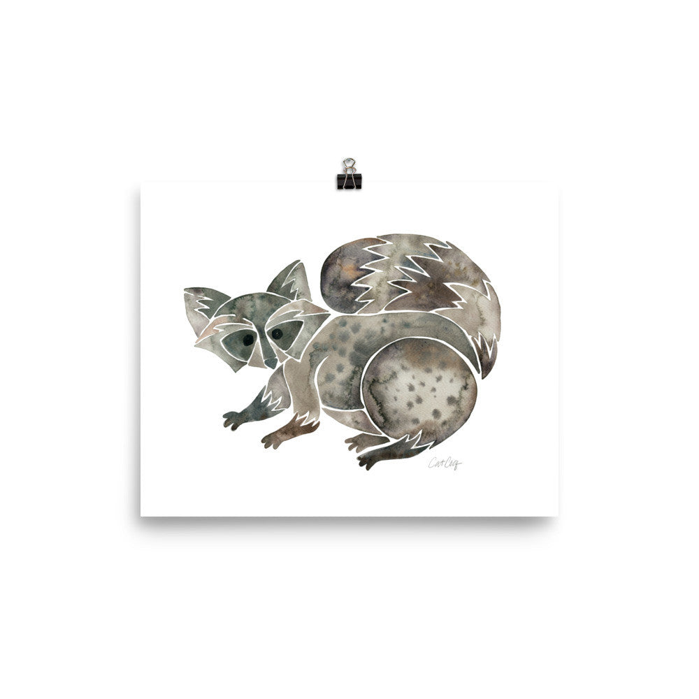 Raccoon – Warm Grey • Art Print