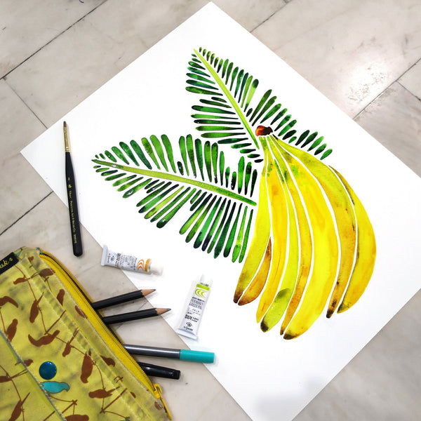 Banana Bunch – Yellow & Green • Art Print