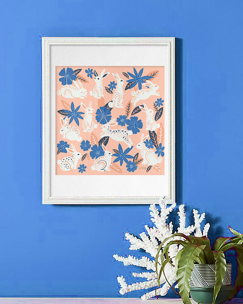 Bunnies and Blooms - Blue Blush