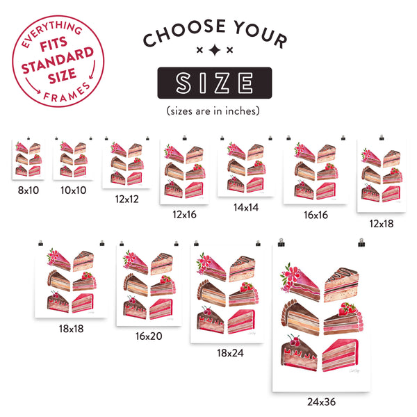 Cake Slices – Pink & Brown Palette • Art Print