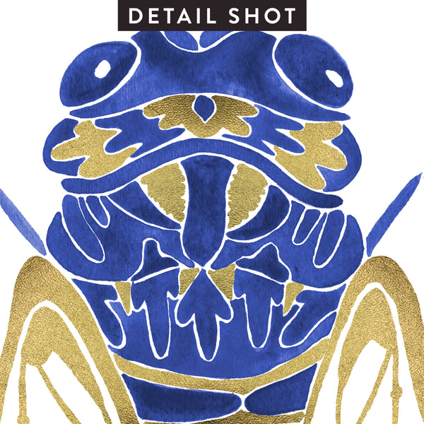 Cicada – Navy & Gold Palette • Art Print
