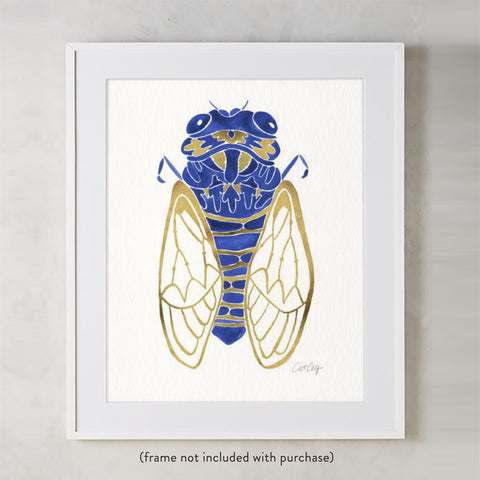 Cicada – Navy & Gold Palette • Art Print