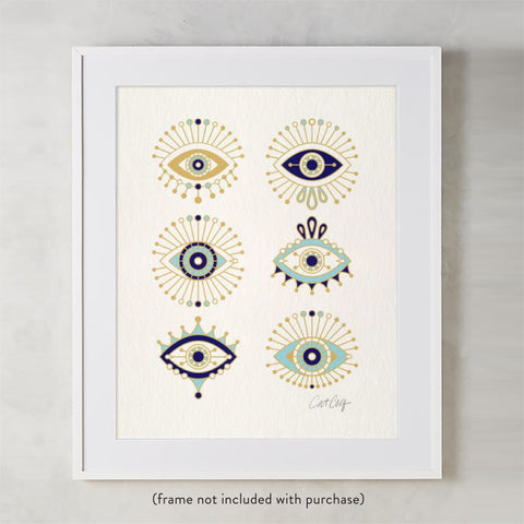 Evil Eyes – White Background • Art Print