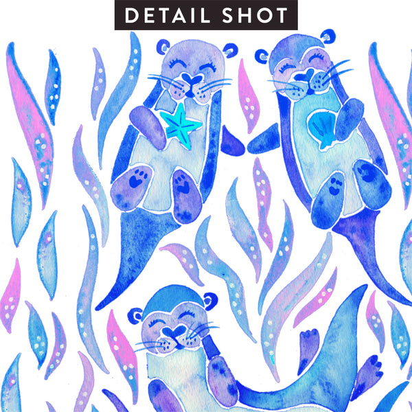 Five Otters – Periwinkle Ombré Seaweed • Art Print