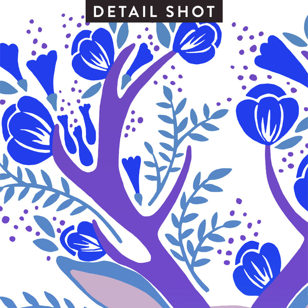 Floral Antlers – Blue Palette • Art Print