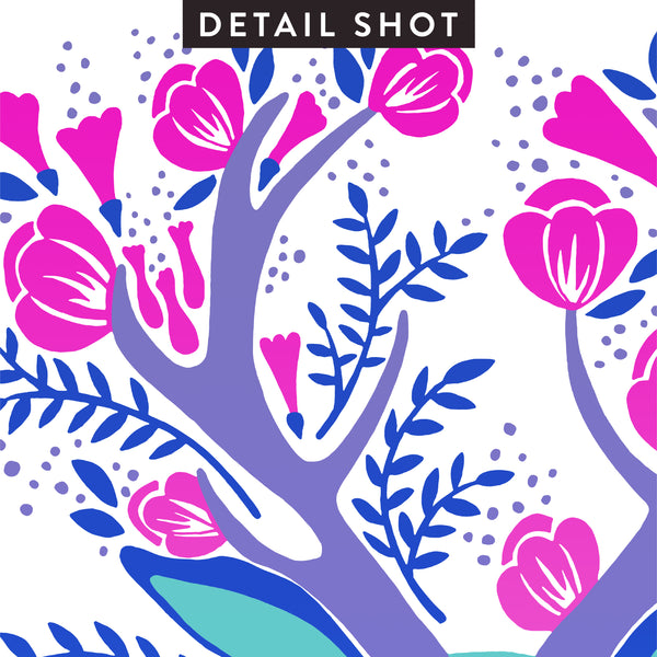 Floral Antlers – Indigo Palette • Art Print