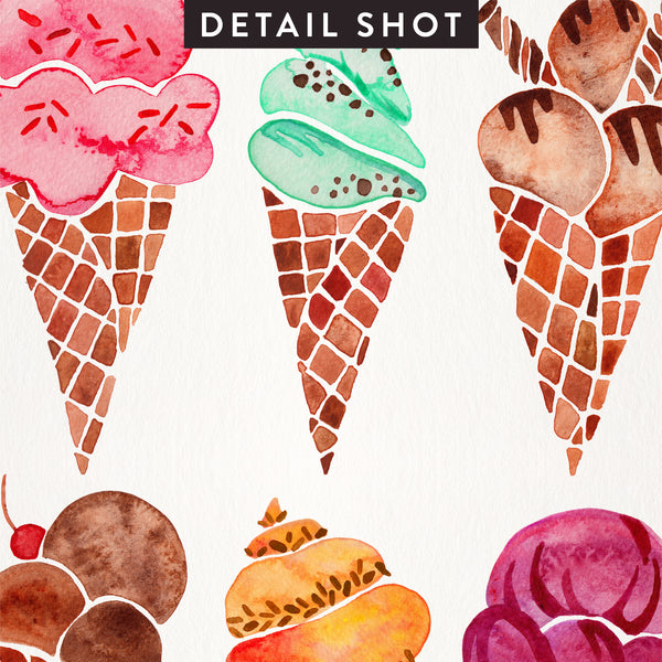 Ice Cream Cones – Rainbow Palette • Art Print