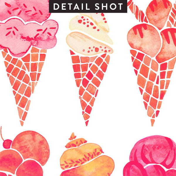 Ice Cream Cones – Peachy Pink Palette • Art Print