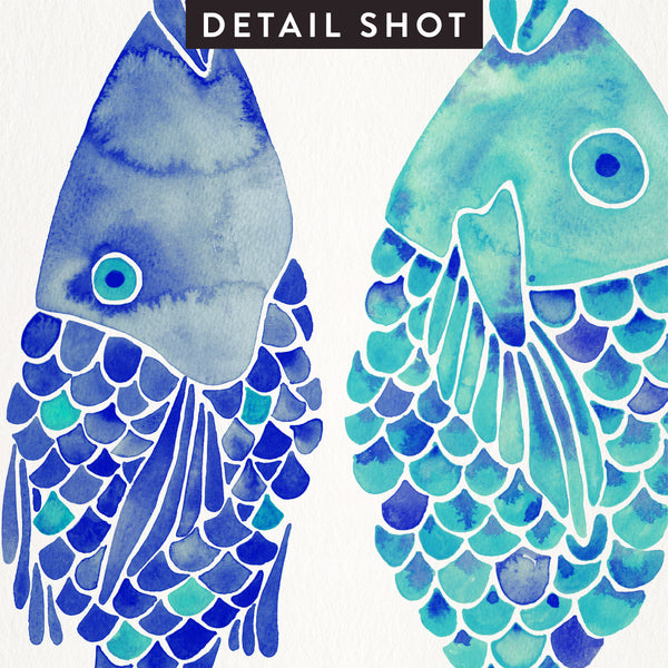 Indonesian Fish – Navy & Turquoise Palette • Art Print
