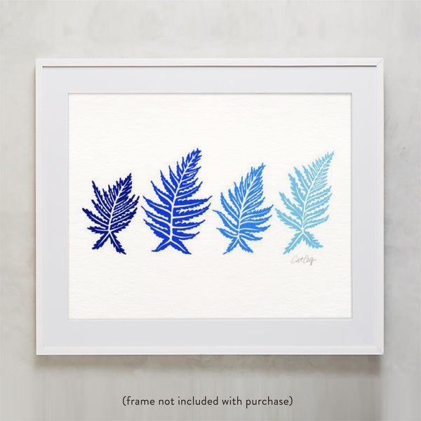 Inked Ferns – Blue Ombré Ink • Art Print