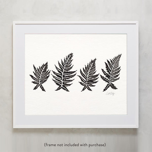 Inked Ferns – Black Ink • Art Print
