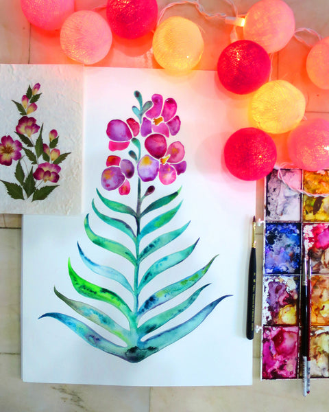 Orchid Bloom – Fuchsia & Indigo Palette • Art Print