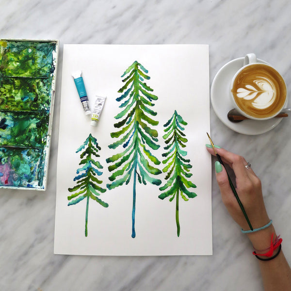 Pine Trees – Green Palette • Art Print