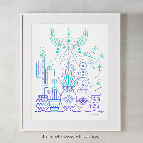Santa Fe Garden – Lavender & Turquoise Palette  •  Art Print