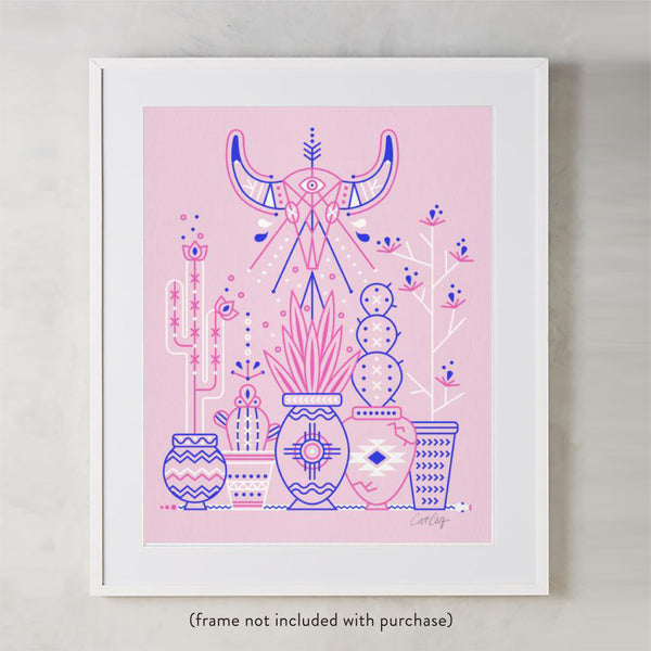 Santa Fe Garden – Pink & Periwinkle Palette  •  Art Print