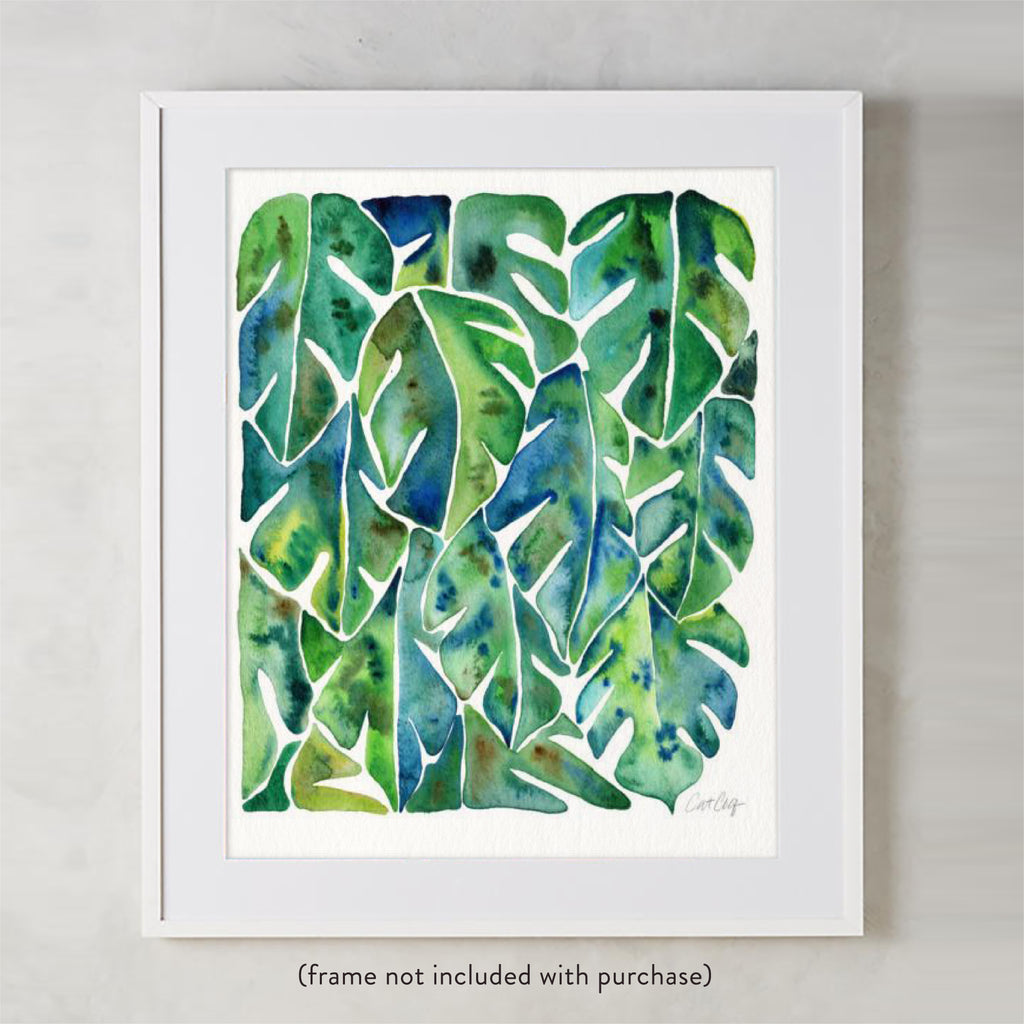 philodendron print Split Leaf Philodendron – Green Palette • Art Print – CatCoq