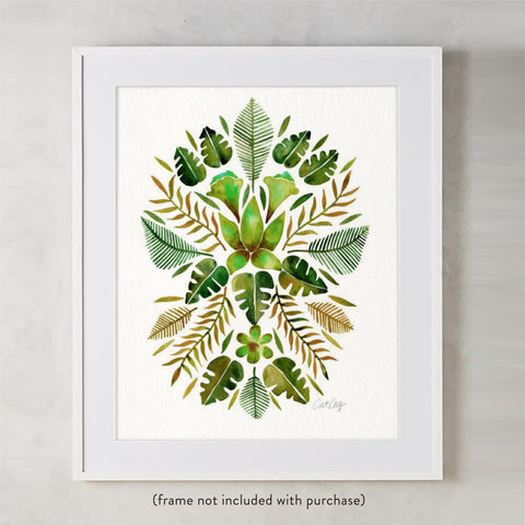 Tropical Symmetry – Olive & Green Palette • Art Print