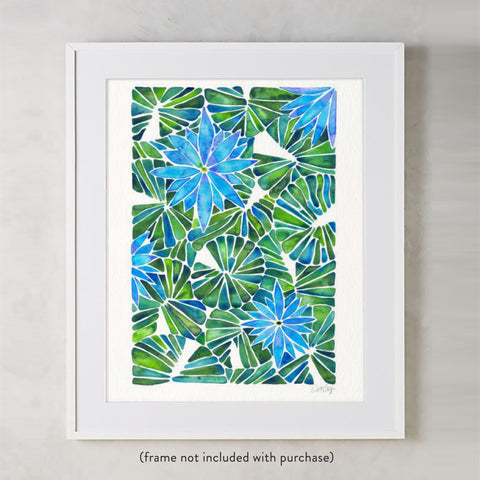 Water Lilies – Blue & Green Palette  •  Art Print