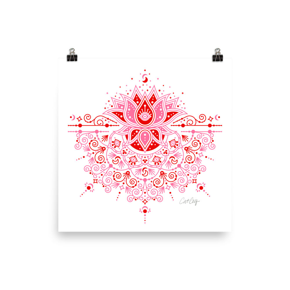Lotus Blossom Mandala - Red and Pink
