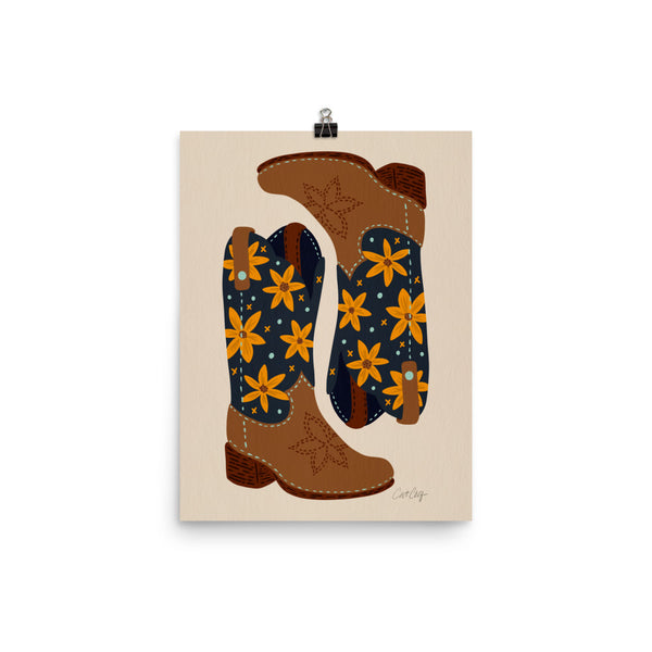 Cowgirl Boots - Navy Suede