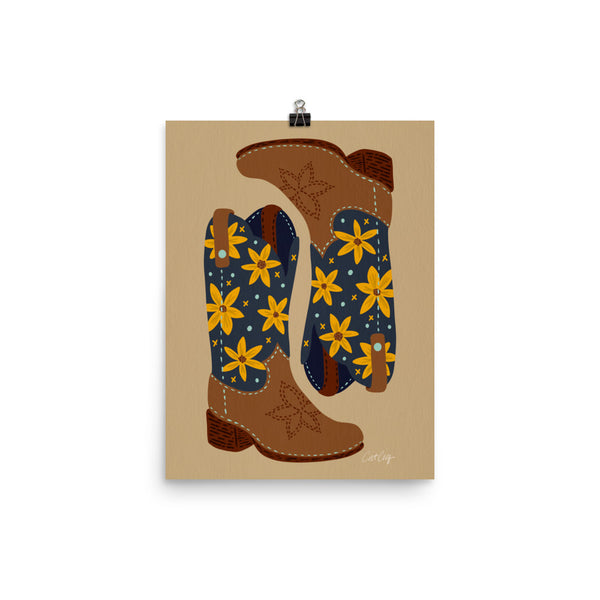 Cowgirl Boots - Teal Yellow