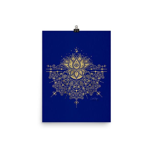Lotus Blossom Mandala - Navy Gold