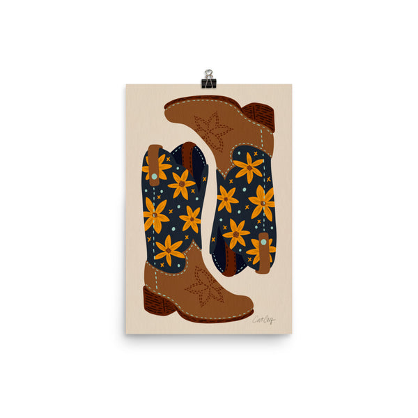 Cowgirl Boots - Navy Suede
