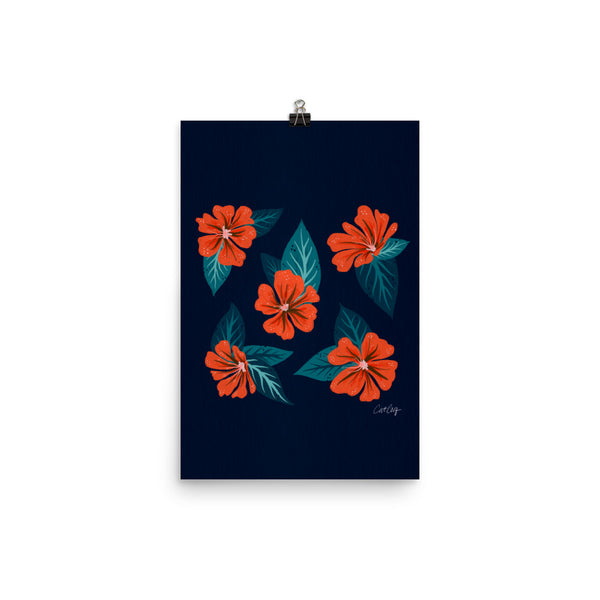 Mountain Wild Flowers - Coral Navy