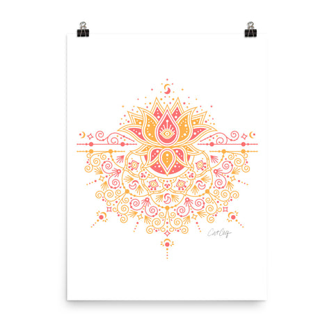 Lotus Blossom Mandala - Orange and Pink