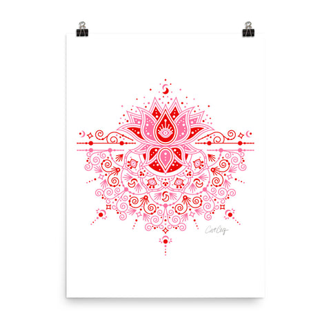 Lotus Blossom Mandala - Red and Pink