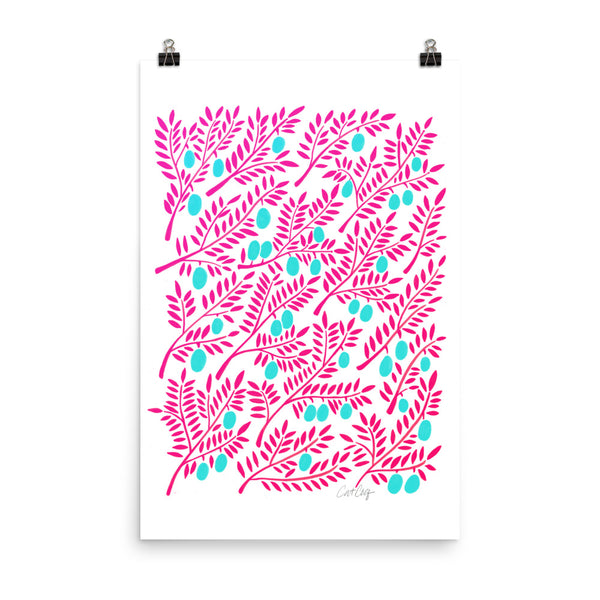 Olive Branches - Pink Turquoise