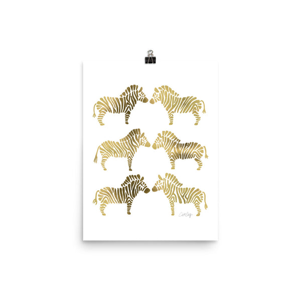 Zebras – Gold Palette • Art Print