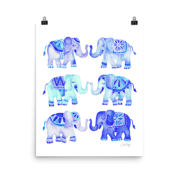 Elephant Collection – Blue Palette • Art Print