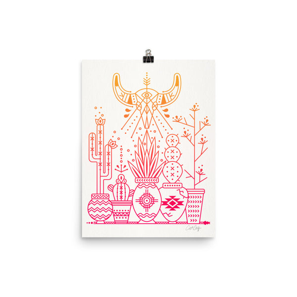 Santa Fe Garden – Orange & Pink Ombré Palette  •  Art Print